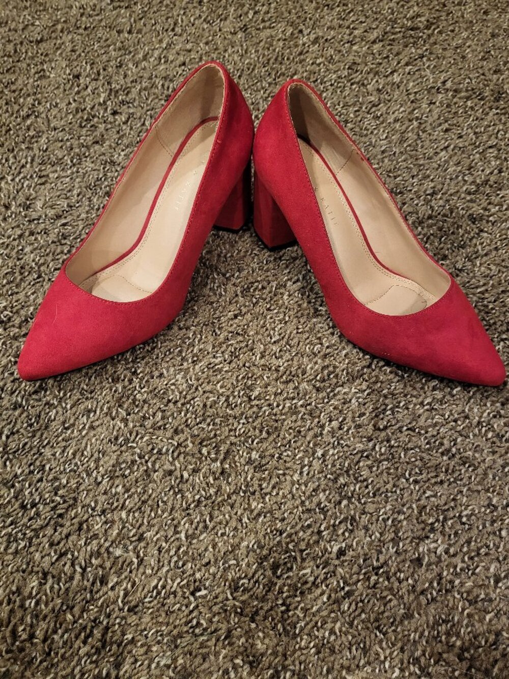 Red velvet pumps